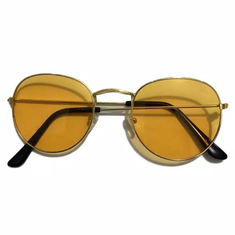 Kacamata Wanita Lensa Rangka Transparan Retro Vintage Metal Frame Eyeglasses-GOLD KUNING