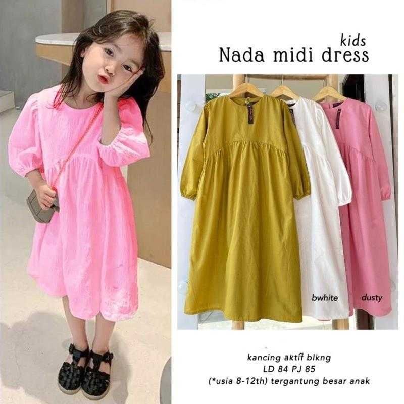 RR Pakaian Anak Baju Anak Perempuan Dress Anak Pink Dress Pink Dress Mustard Dress Putih Dress Midi 