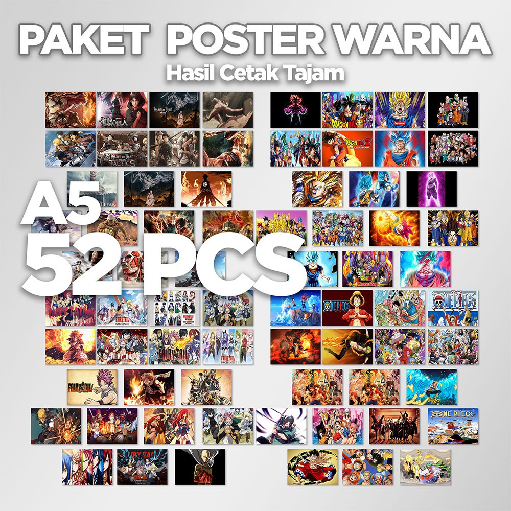 Jual PAKET LENGKAP POSTER A5 RANDOM ANIME (ISI 52PCS) HD | Shopee Indonesia