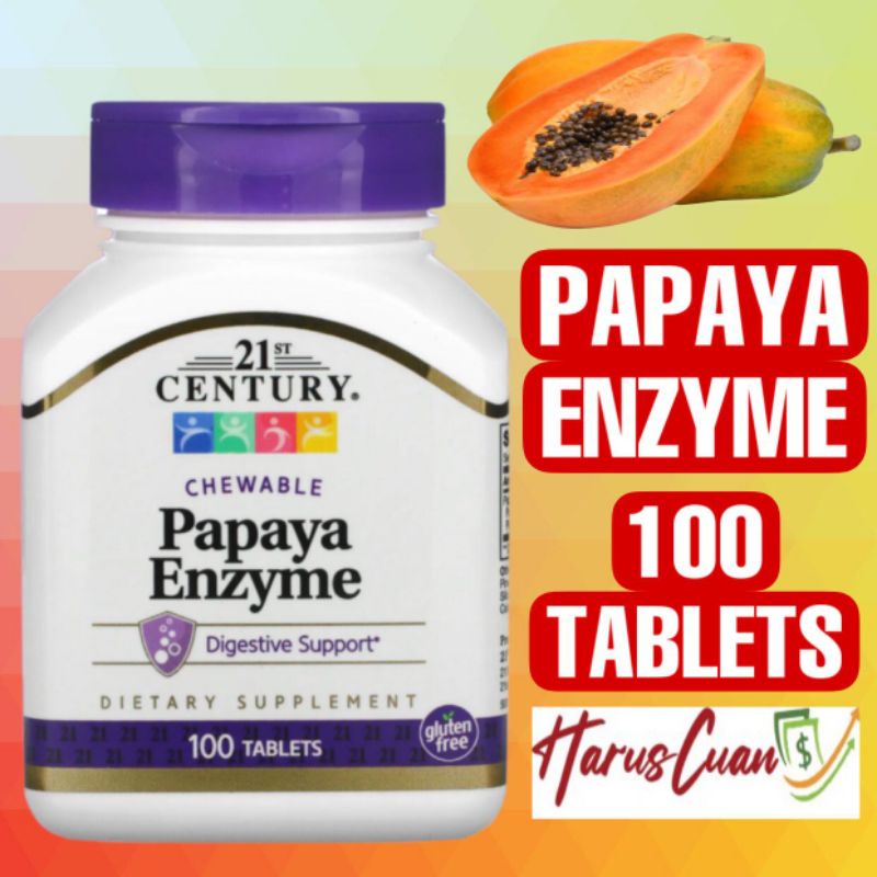 Jual 21st Century USA Papaya Enzyme 100 Tablets Chewables Kunyah