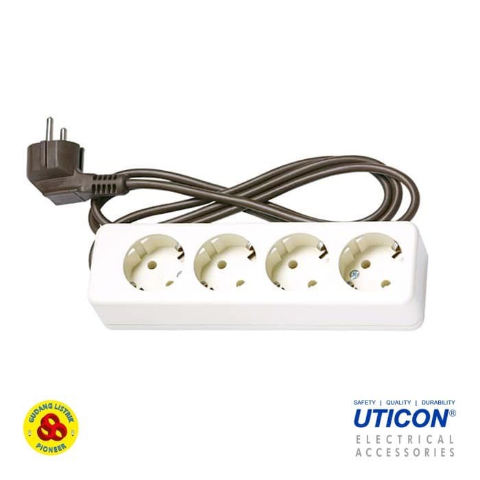 Uticon Stop Kontak 4 Lubang + Kabel ST-148C Terminal Soket Kabel 1.5M