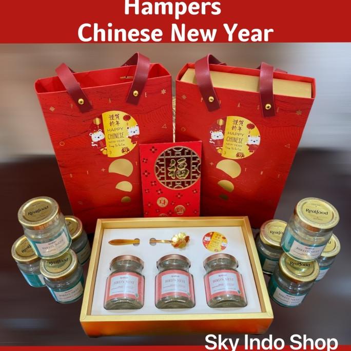 

Hampers Cny / Imlek Isi Realfood ( 2&3Jar )Minuman Sarang Walet .