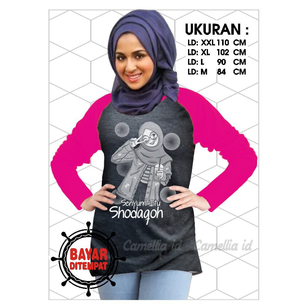 Kaos Raglan (SODAQOH)/Kaos Wanita Lengan Panjang/ Kaos Wanita/ Kaos Cewek/ Kaos Oblong/Misty