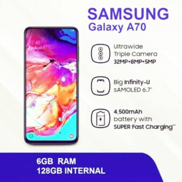 SAMSUNG A70 RAM 6/128 GB GARANSI RESMI