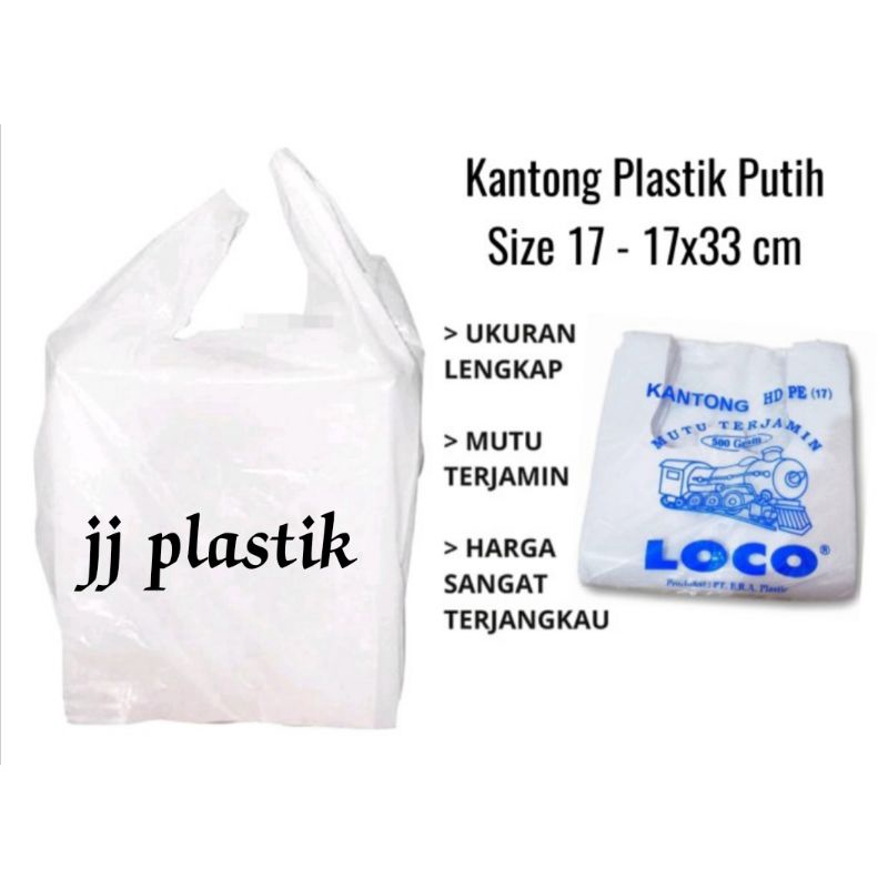 Kantong plastik putih susu tebal HD 17 17x33cm kiloan 500gram kresek