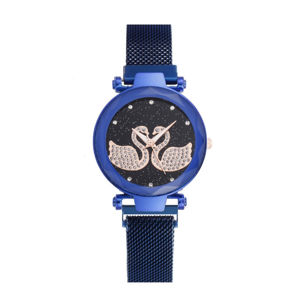 Jam Tangan Magnet Angsa TWO SWAN + FREE BOX &amp; BATERE CADANGAN Korea Fashion Women's Wrist Mesh Watch