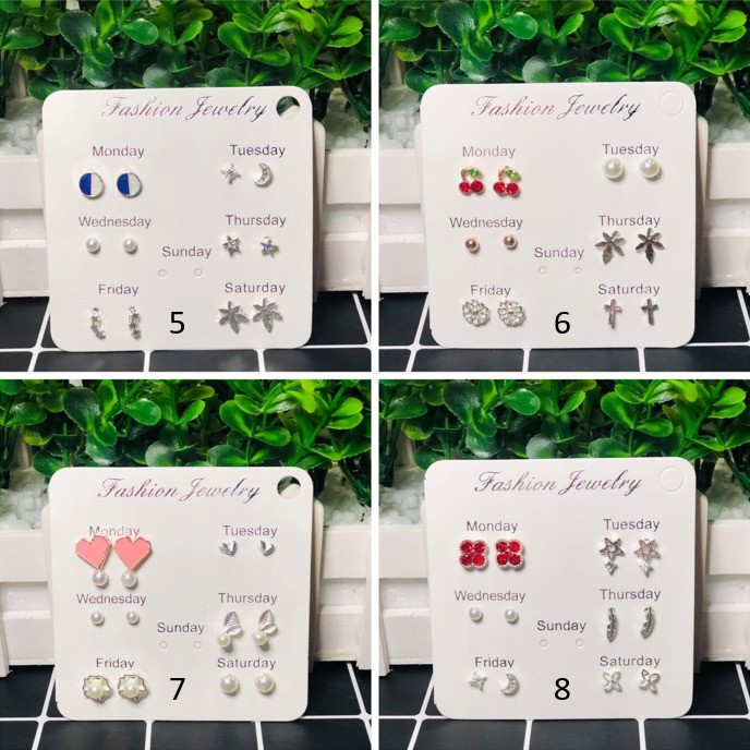 Grosir - F482 (6 PSG IN 1) Anting Tusuk / Anting Simple Gaya Korea untuk Wanita / Perhiasan Wanita