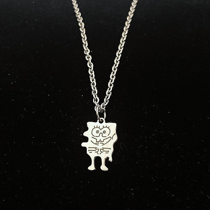 Kalung Rantai Liontin Kartun SpongeBob SquarePants Dan Pie Star Bahan Alloy Untuk Sweater Unisex