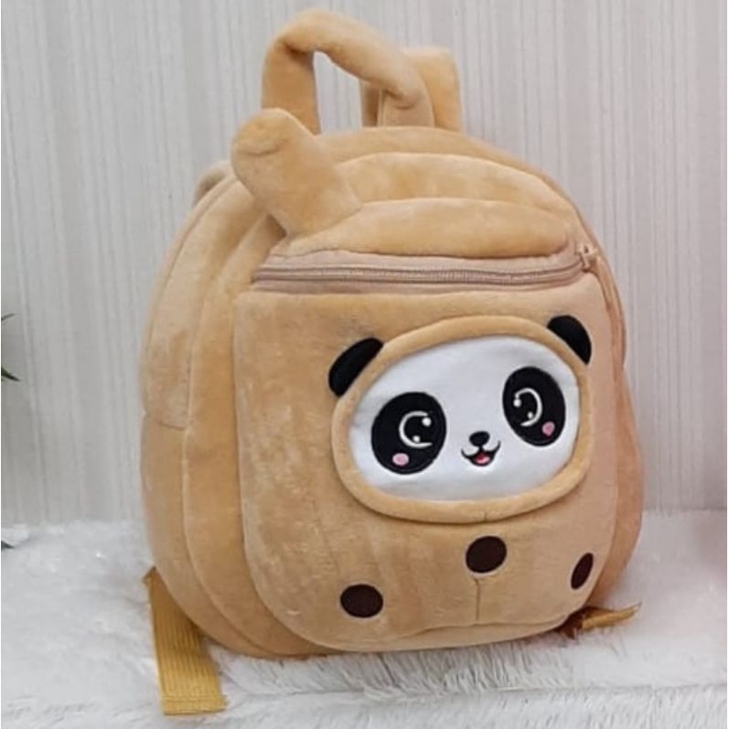 Ransel Anak Boba Coklat Pink Panda Ukuran M Paud TK