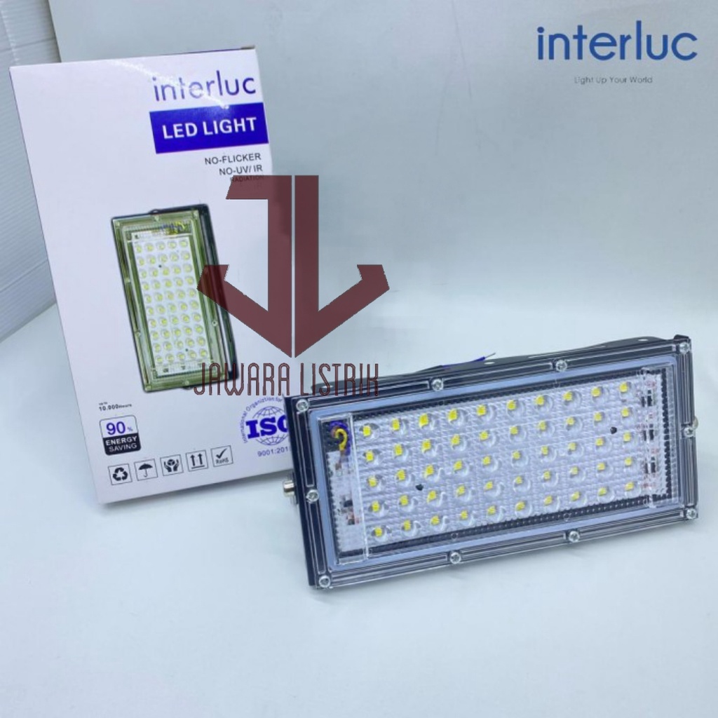 INTERLUC LED LIGHT 50W 50 WATT LAMPU SOROT MINI MURAH NO FLICKER NO UV