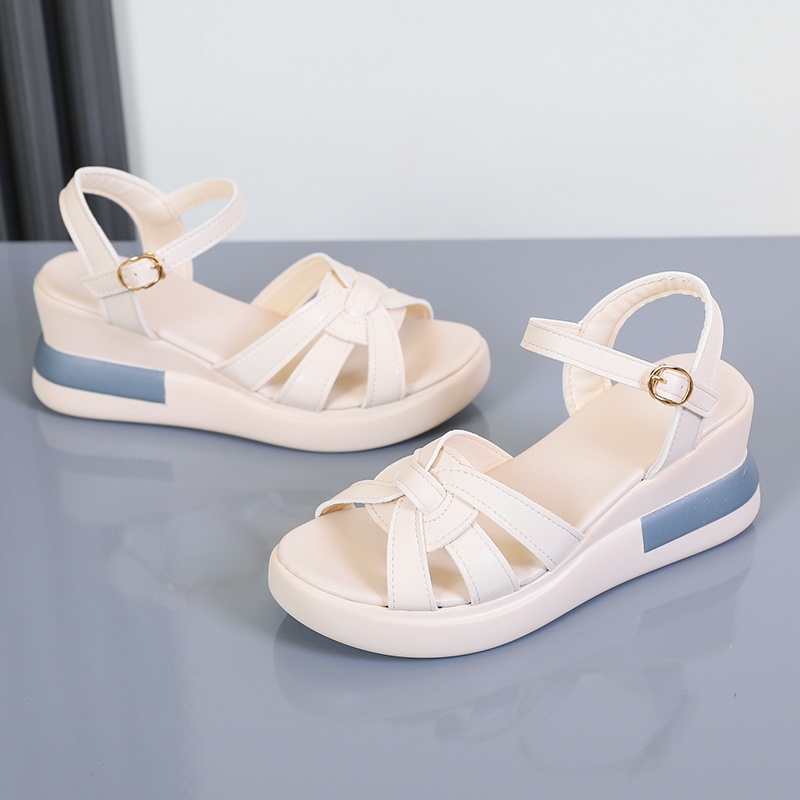 KZT-SW11 Sepatu Wanita Sandal Wedges Slip On Kasual Fashion Import COD Termurah