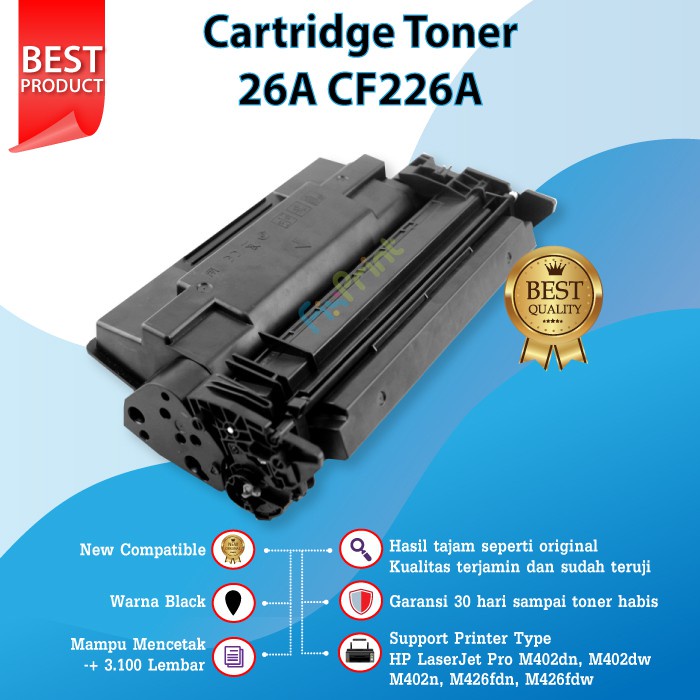 Cartridge Toner Compatible HP 26A CF226A Tinta Printer M402dn M402dw M402n M426fdn M426fdw