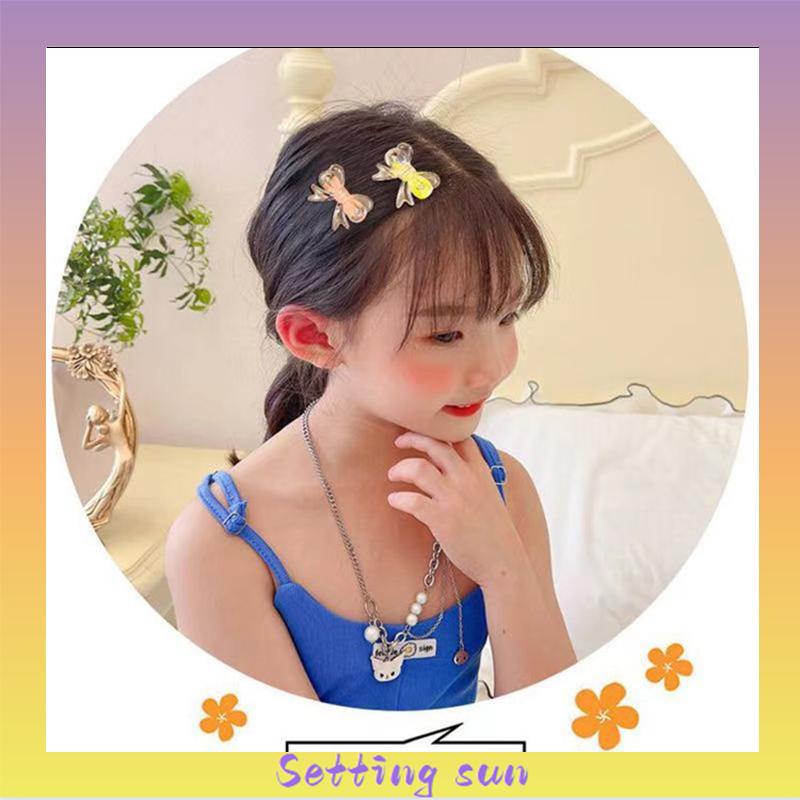 Jepit Rambut Busur Transparan Kristal  Klip Mini Warna Permen  Lucu Klip Poni Samping Anak TN