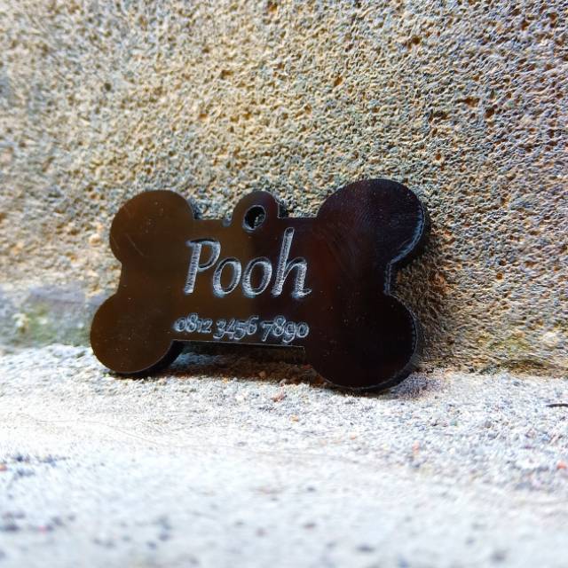 PAWTASTIC DOG TAG BONE SHAPE BLACK / NAME TAG ANJING BENTUK TULANG HITAM
