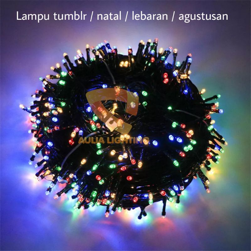 Lampu Tumblr Natal dekorasi 8m 10m warna warni disco 80 - 100 Led Kualitas Terbaik Kabel tebal agustusan lebaran hias kamar tidur cewek