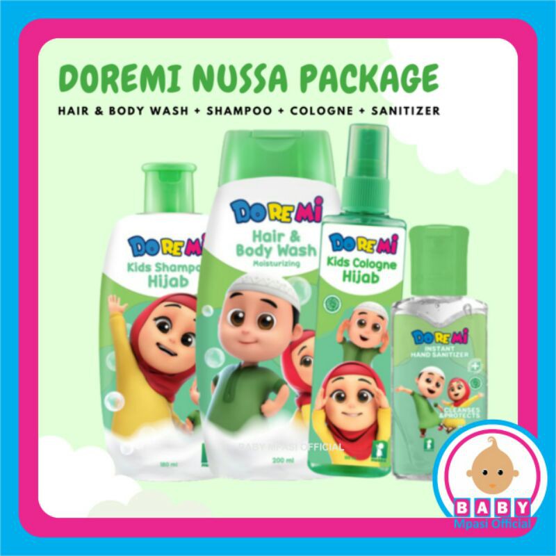 DOREMI Nussa Rara Hair & Body Wash Shampoo Hijab Kids Cologne Handsanitizer