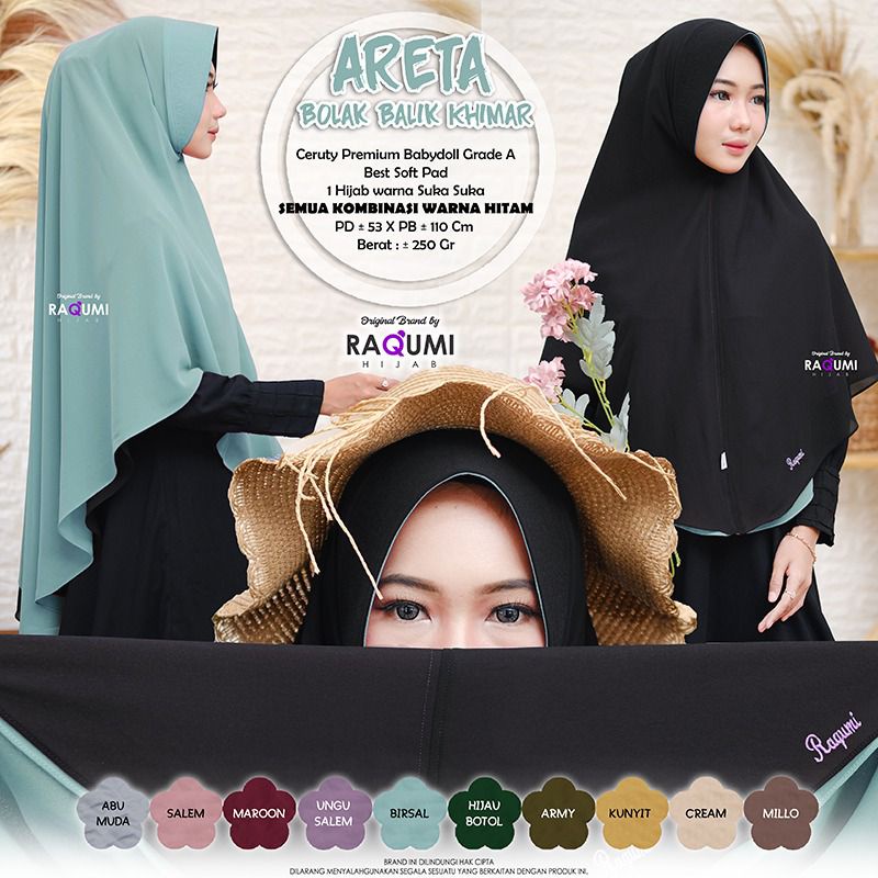 Areta Khimar Bolak Balik Original Raqumi Hijab