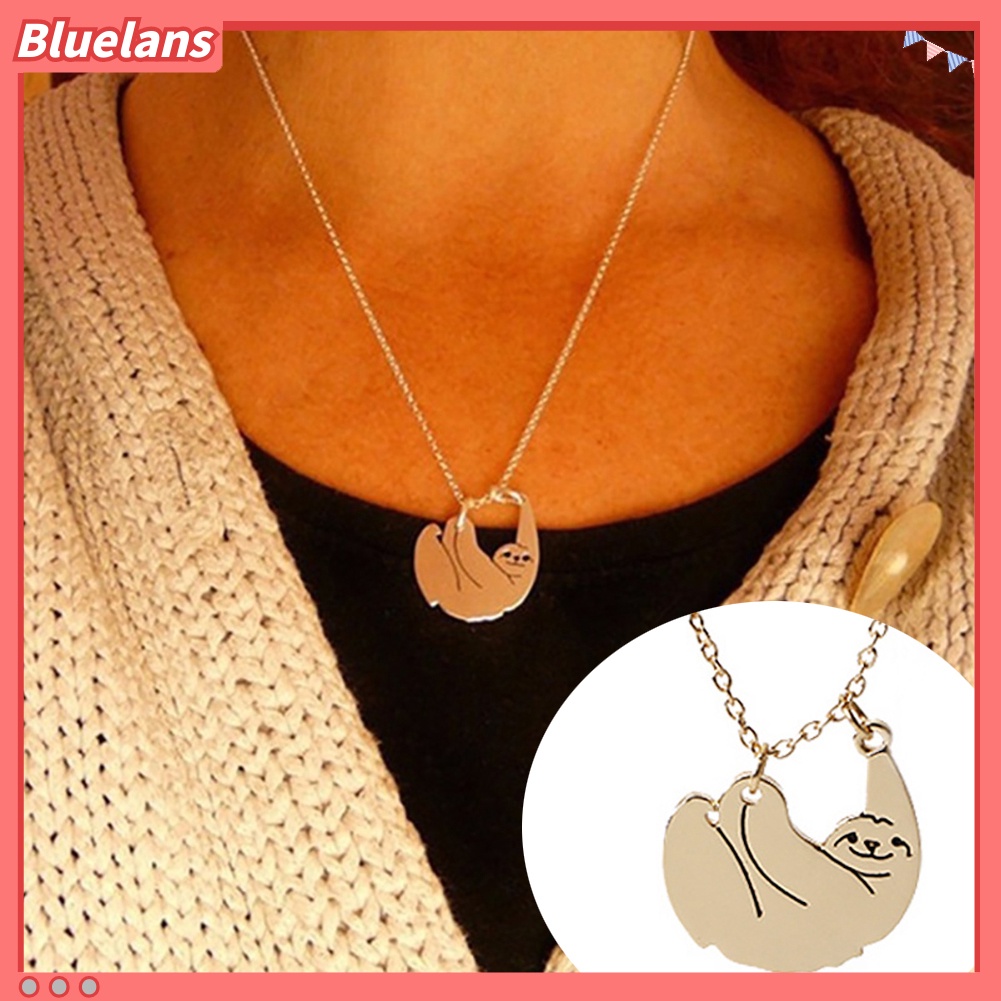 Bluelans Lovely Cartoon Sloth Pendant Necklace Unisex Jewelry Sweater Long Chain Decor