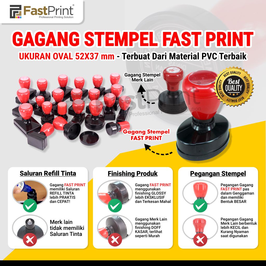 5237 - Gagang Stempel Flash Oval Ukuran O52x37 52x37 MM