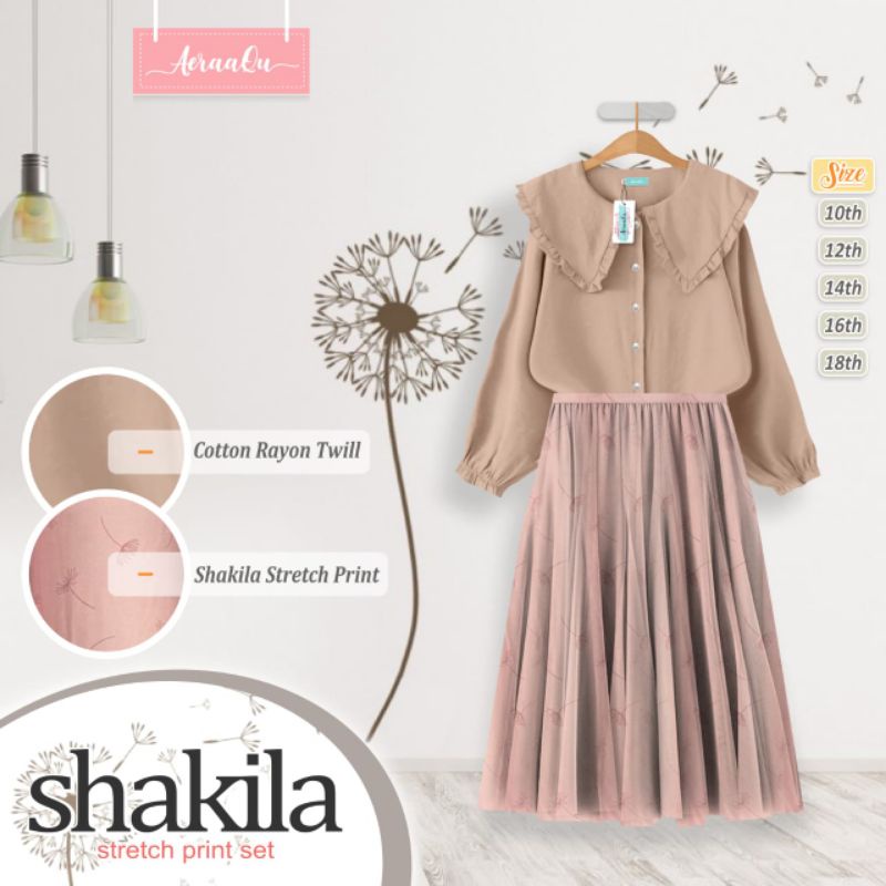 Set anak perempuan/shakila Strech print set by Aeraaqu®