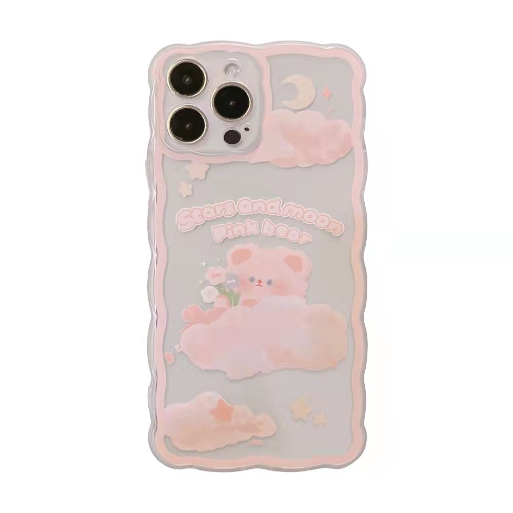 iPhone Case iPhone 13 13pro 13prm Silicone Soft Case Transparan Bergelombang Perbatasan Kartun Lucu untuk iphone 11 iphone 12 pro max iphone 7 plus iphone 8 plus phone xr xs max X Xr 11 Max 8plus iphone Pro mini7SE