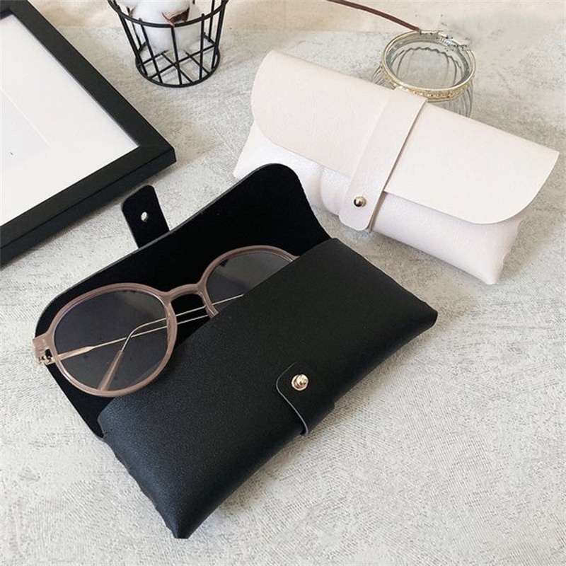 We Flower Case Pouch Pelindung Kacamata Bahan Kulit PU Lembut Tahan Lama Warna Hitam Putih Untuk Pria Dan Wanita