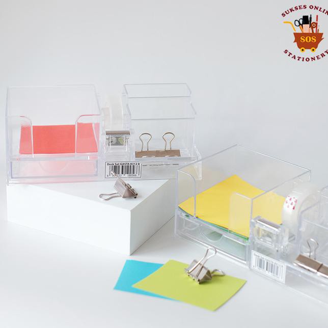 

SOS Desk Set GASTA 8312B Transparan/Tempat Alat Tulis/Stationery Stand