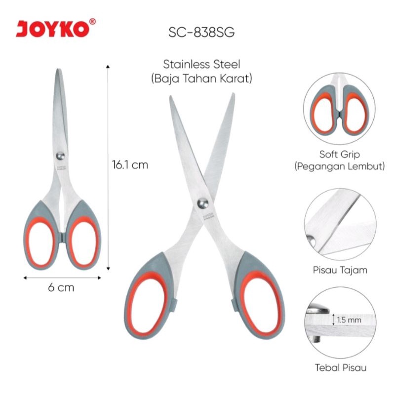 

Gunting Kertas Sedang Joyko SC-838SG Scissor Stainless