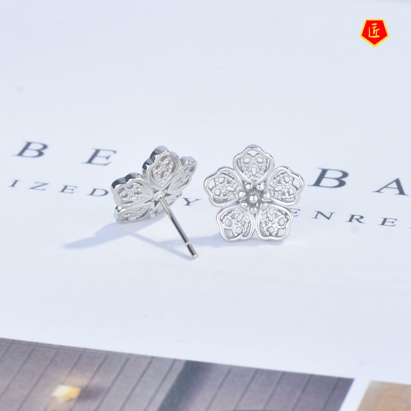 [Ready Stock]Fashion Lace Flower Stud Earrings Personality
