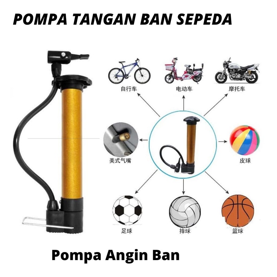 Pompa Tangan Ban Sepeda Angin Manual Pompa Bola balon Mini Portable