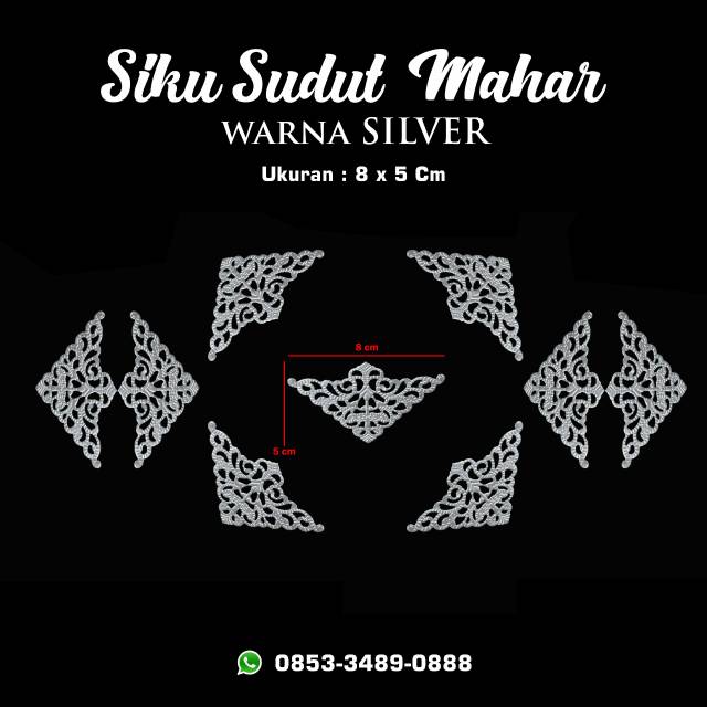 IDOLA FRAME : Siku Sudut Mahar / Seserahan / Charm Sudut Warna Silver