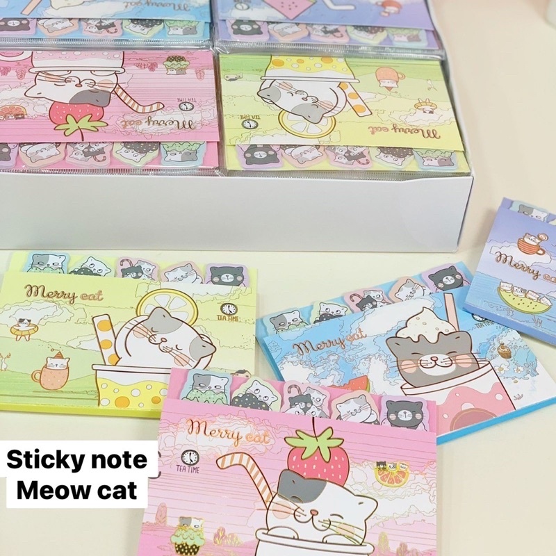 sticky note meow cat sticker notes set kucing meow set besar banyak meow drink memo stick it stiker