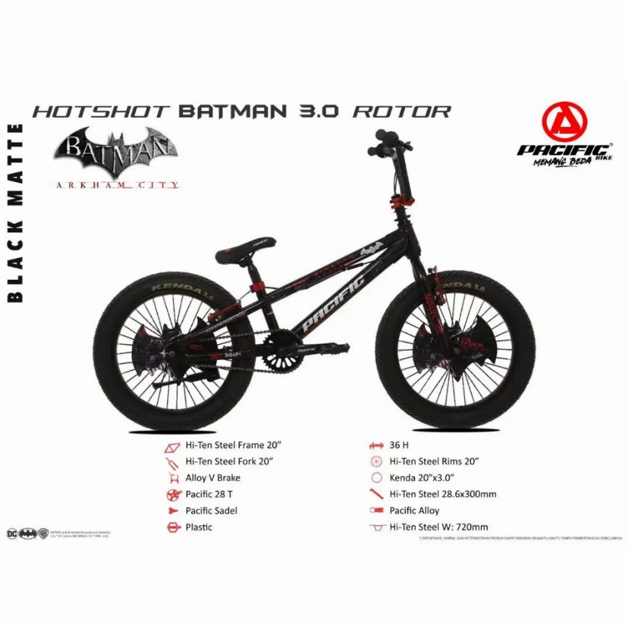 Sepeda Anak BMX HOTSHOT BATMAN 3.0 ROTOR 20 Inch Pacific Garansi SNI-1