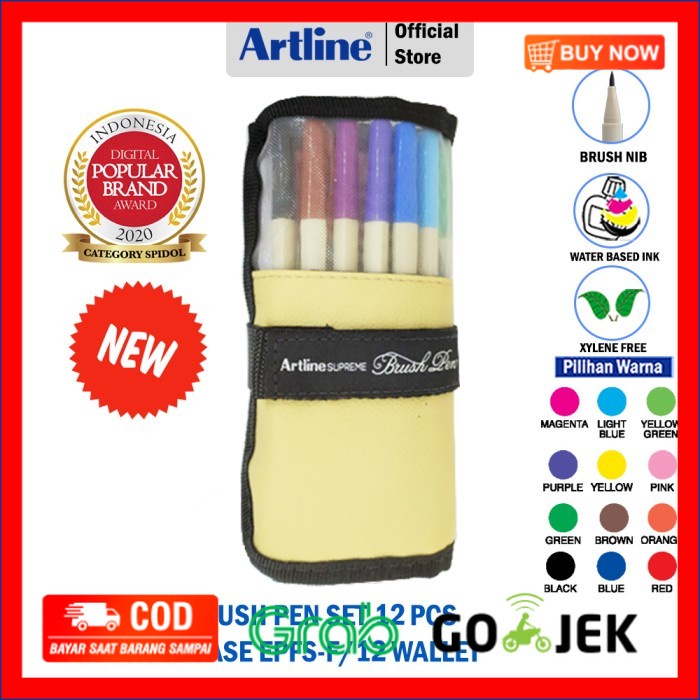 

(BISA COD) SUPREME BRUSH PEN SET 12 COLOURS FREE ROLL CASE EPFS-F/BP12RP1
