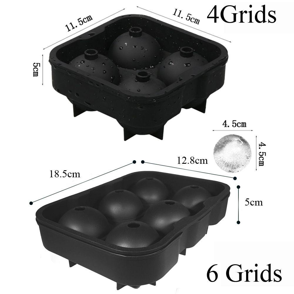 Suyo 4 /6 Grids Ice Ball Cube Tray Alat Baking Cocktails Whisky Cetakan Silikon