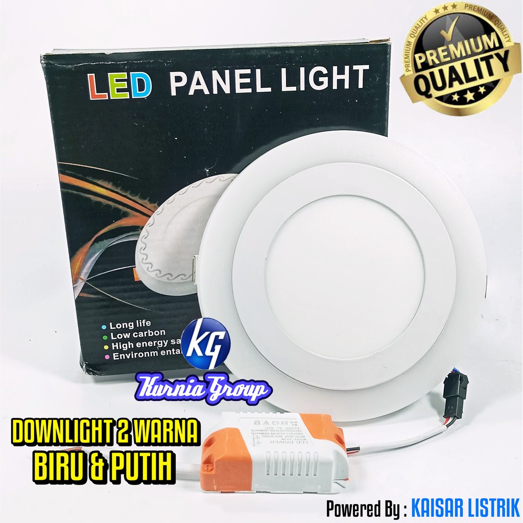 Downlight 2 Warna 6w + 3w Lampu Biru dan Putih Panel LED 3.5 inch Down Light 6+3w PREMIUM PVC Gypsum