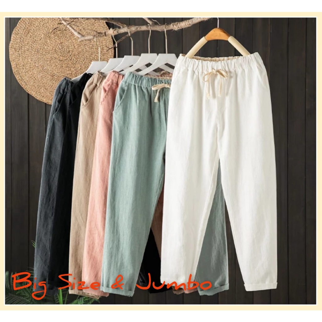 PROMO CELANA JUMBO!! CELANA WANITA Ziona Linen Pants CELANA KEKINIAN BAGGY PANTS CELANA JUMBO TERLARIS CELANA LINEN