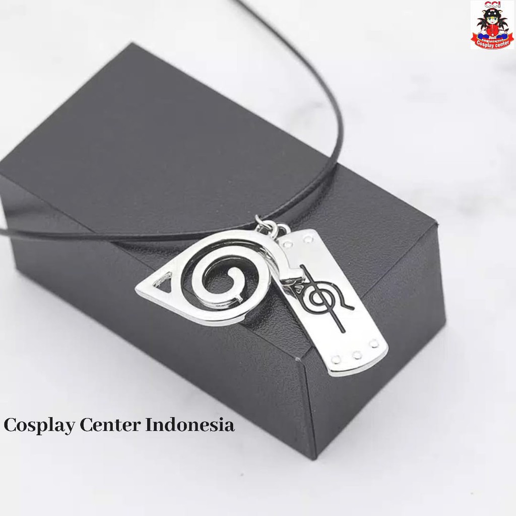 [Bisa COD] Kalung Rantai Liontin Logo Naruto / Dua Gantungan Naruto Warna Silver untuk Wanita/ Pria