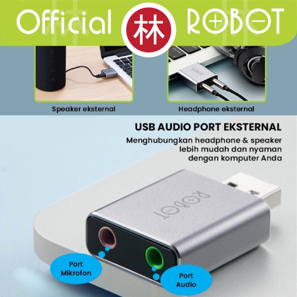 Robot US10 USB External Sound Card Eksternal USB 2.0 PC Laptop