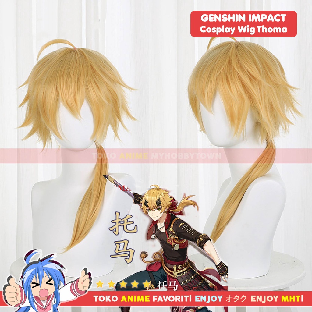 Wig Cosplay Anime Game Genshin Impact : Thoma - Rambut Palsu