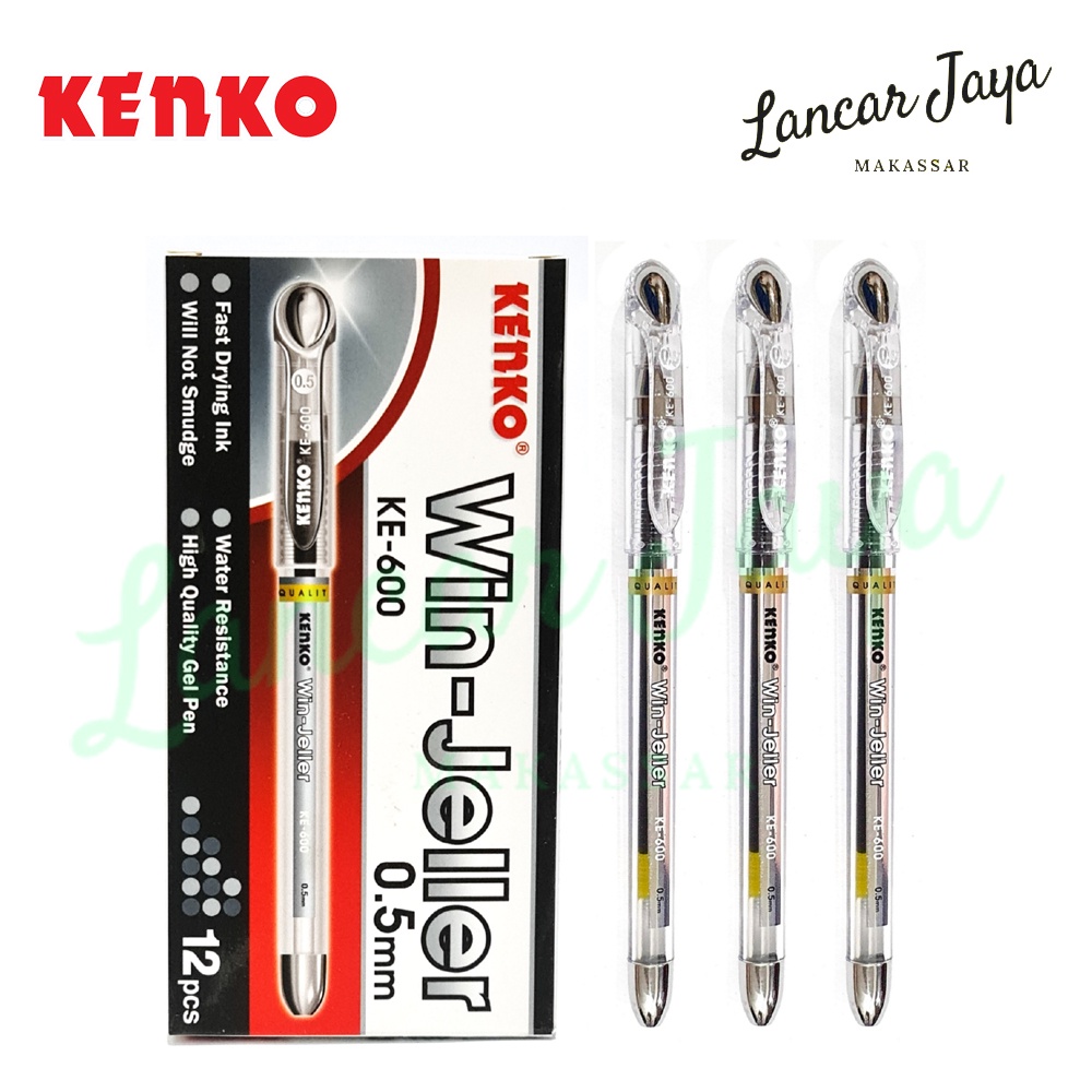 

[1 BOX / 12 PCS] Pulpen Pena Gel Pen Win Jeller Kenko KE-600 0.5mm