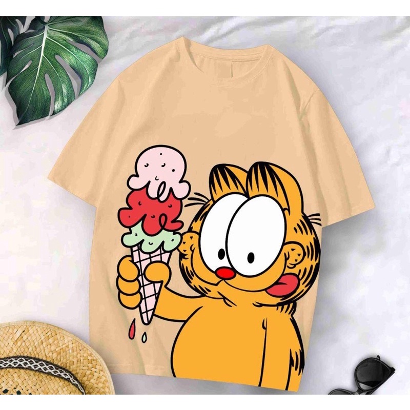 Baju kaos oversize xl tee tshirt cewe wanita dewasa remaja abg motif terbaru-Garfield