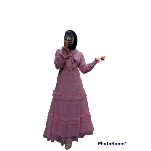 Rully Gamis Kombinasi Tille Elegan