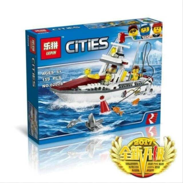 Bricks Lego kw Kapal Nelayan Ada Ikan Hiu