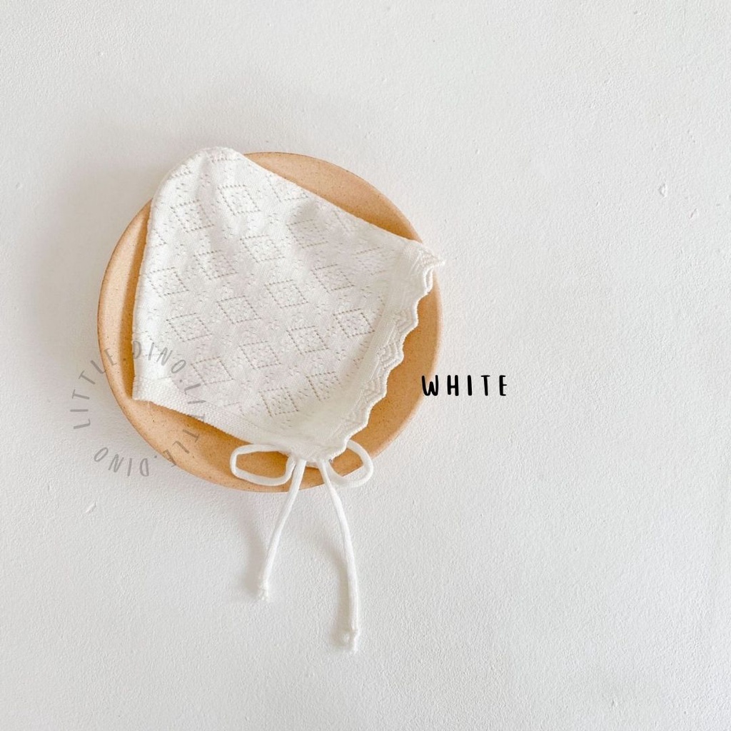 LITTLEDINO - Topi Anak Bayi Noni Bonnet Pastel-3 WHITE