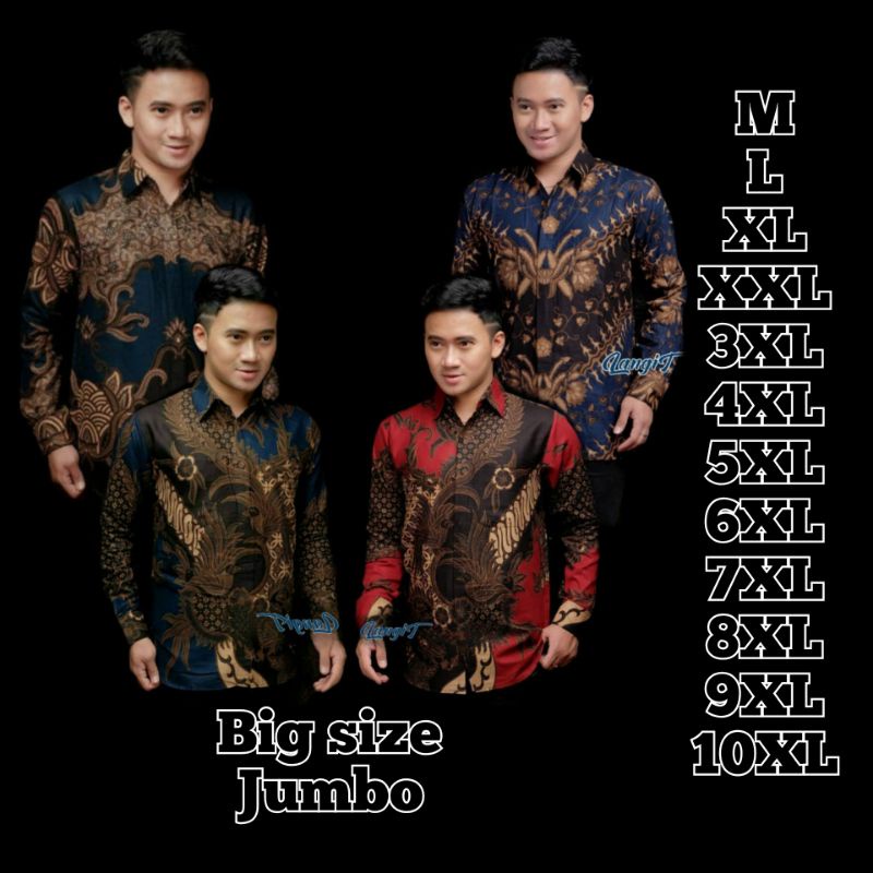 KEMEJA BATIK PRIA LENGAN PANJANG BIG SIZE JUMBO M.L.XL.XXL.3XL.4XL.5XL.6XL.7XL.8XL.9XL.10XL