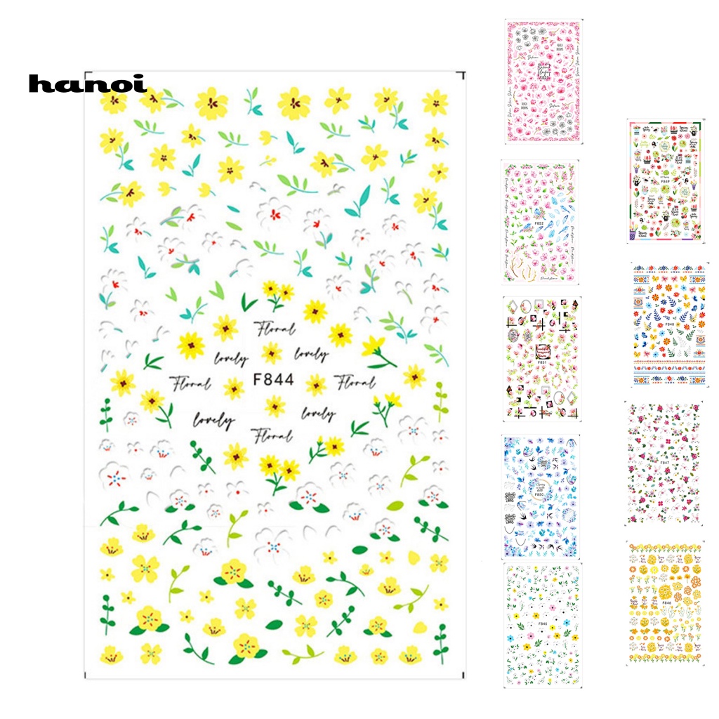 Han_ Stiker Kuku Motif Bunga Untuk Nail Art