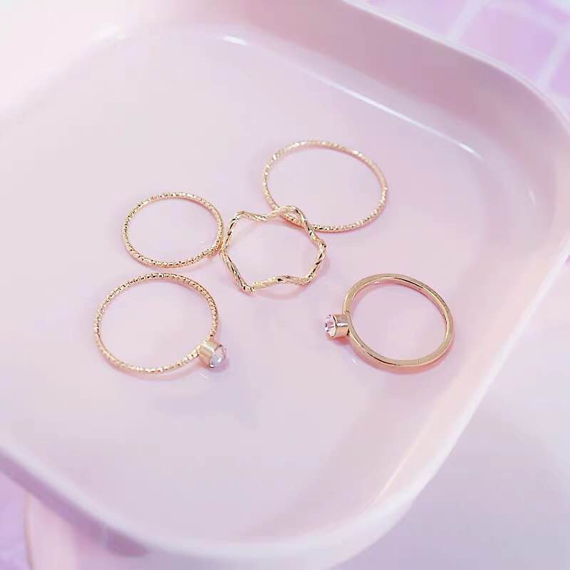 [COD] 4 Pcs/Set Cincin  Bahan Alloy Gaya Korea Retro untuk Wanita