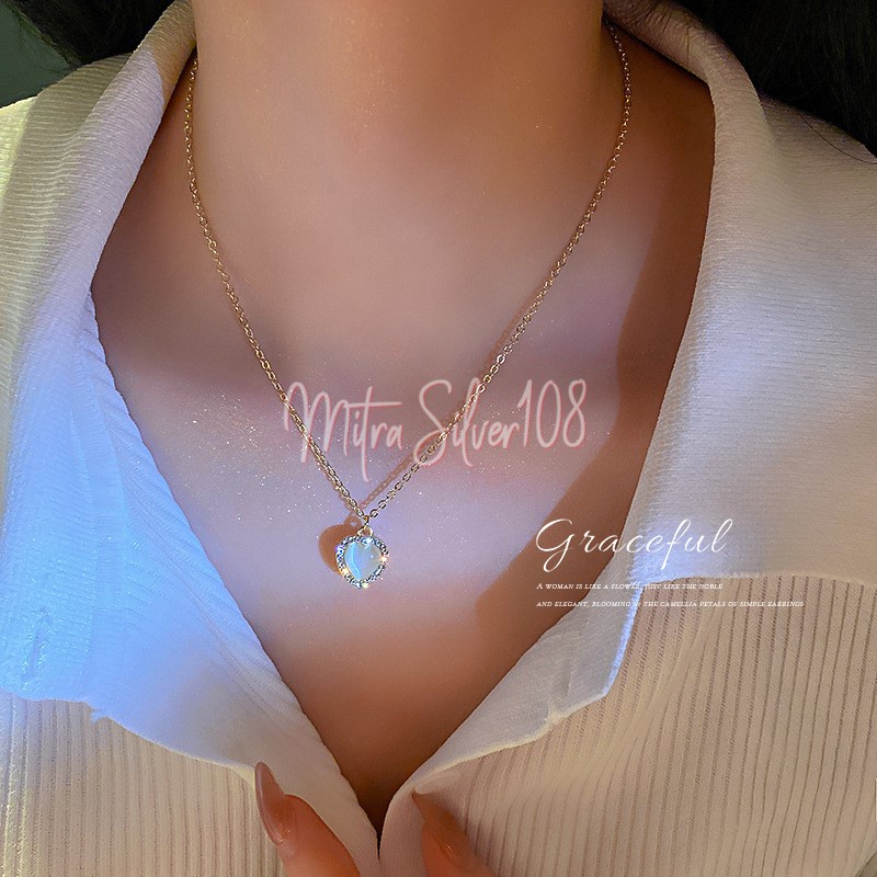 [MS108] NL 11 - Kalung liontin mutiara love necklace import murah korea jepang alloy