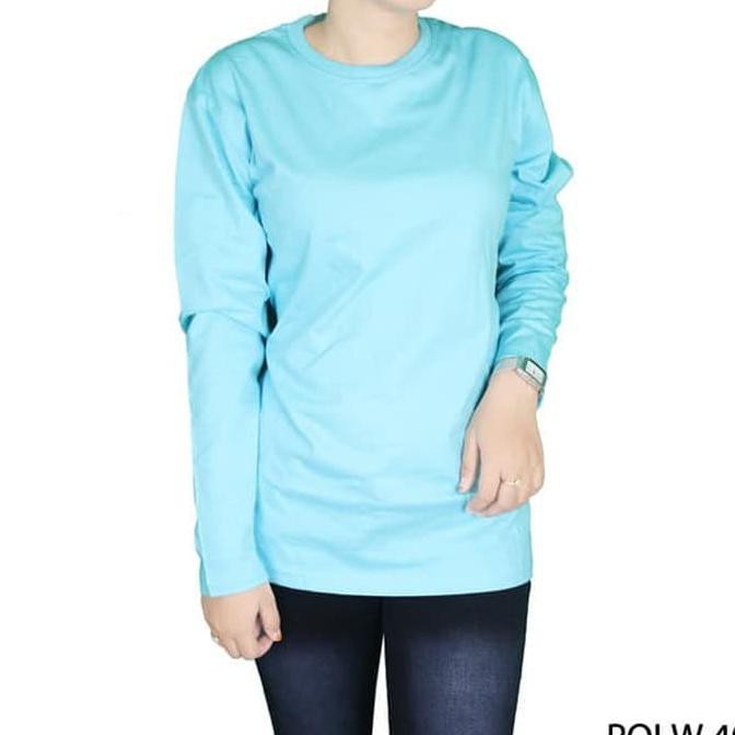 Sale Kaos Lengan Panjang Basic Wanita Polw 40 - Biru Muda, S